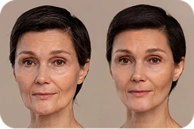 Before and after skin rejuvenation treatment comparison.