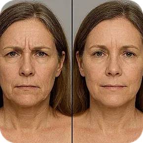 Before and after facial expression change comparison.