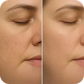 Before and after skin texture comparison.
