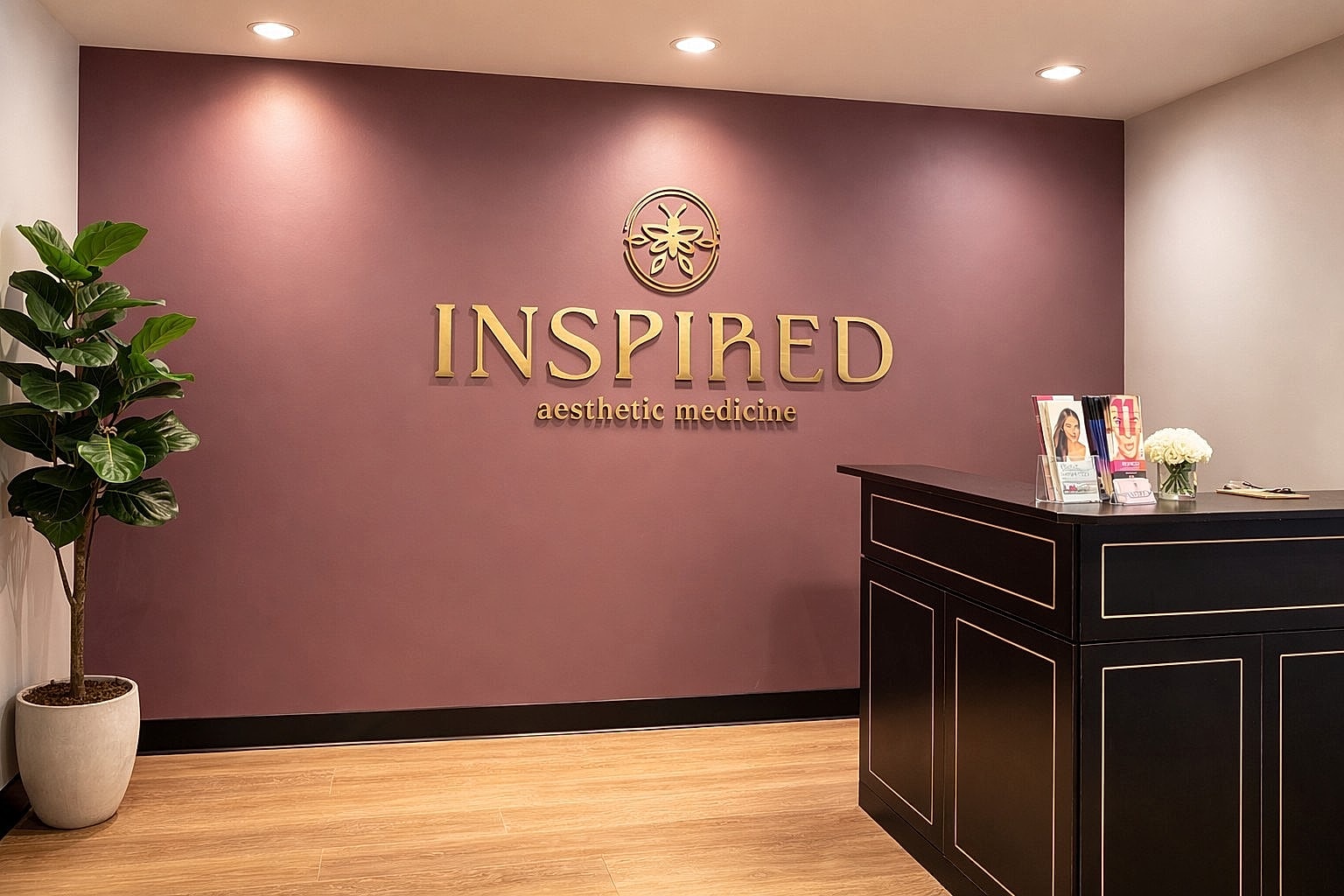 Reception area of Inspired Aesthetic Medicine clinic.